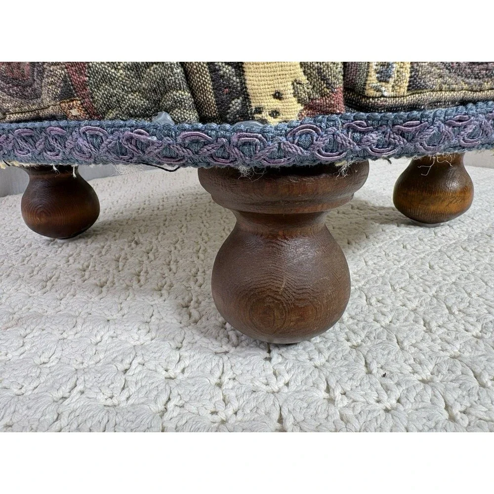 Vintage Tufted Pleated Ottoman Footstool 19